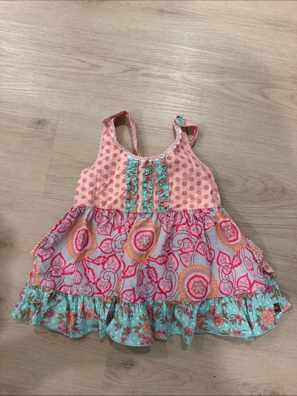 Matilda Jane 6 Girls' Pink Patterned Ruffle Tank Top